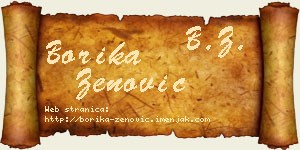 Borika Zenović vizit kartica